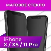 Матовое противоударное защитное стекло с рамкой для Apple iPhone X, XS и 11 Pro / Полноэкранное 9H стекло с олеофобным покрытием на Эпл Айфон Х, ХС и 11 Про