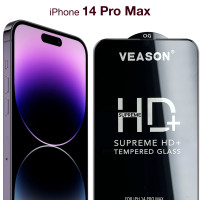 Защитное стекло VEASON для iPhone 14 Pro Max / 6.7 дюйма (противоударное, закалённое, прозрачное, глянцевое защитное стекло с олеофобным покрытием и качественным клеевым слоем на айфон 14 про макс)