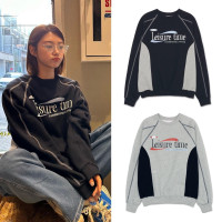 現貨韓國代購換乘戀愛奈言同款ames美式復古球衣風拼色圓領厚棉T潮