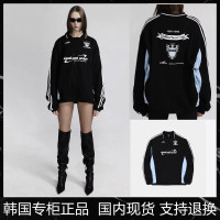 韓國潮牌badblood衛衣女翻領寬鬆上衣字母刺繡撞色運動美式女外套