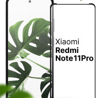 Защитное противоударное 3D стекло для телефона Xiaomi Redmi Note 11 Pro / Полноэкранное стекло на смартфон Сяоми Редми Нот 11 Про с черной рамкой / Прозрачное 9H