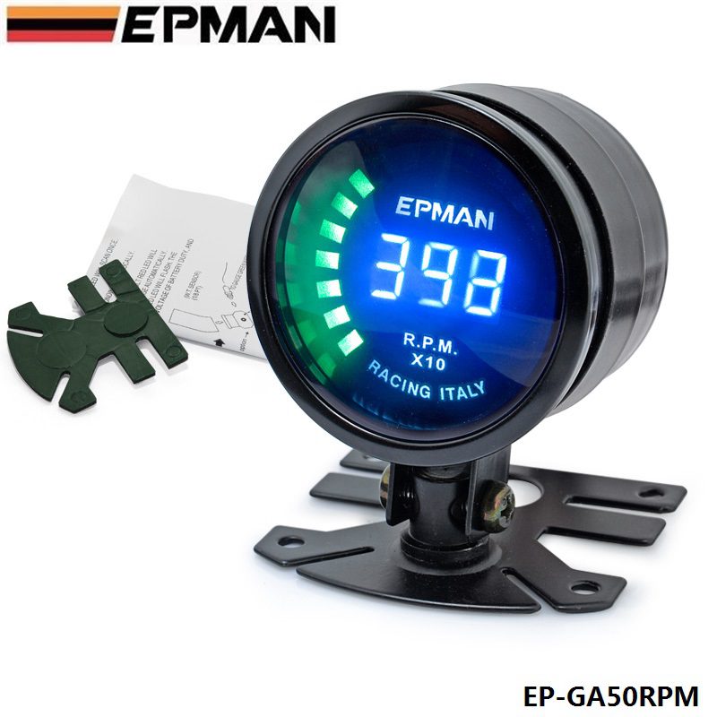 AUTOFAB - Epman Car Motor Auto 2"52mm Digital Smoked 20 LED RPM Tacho Tachometer Gauge Meter with For honda fit AF-GA50RPM