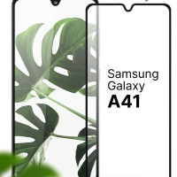 Защитное противоударное 3D стекло для телефона Samsung Galaxy A41 / Полноэкранное стекло на смартфон Самсунг Галакси А41 с черной рамкой / Прозрачное 9H