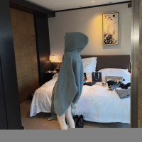 IN MIMIFACE 灰色連帽加絨衛衣女2023秋新款寬鬆拉鍊長袖開衫外套