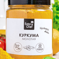 Куркума молотая натуральная от EasyChef 150г. Сушеный измельченный корень в банке. Настоящая пряность и специя без ГМО для приготовления блюд из мяса и рыбы, чая.  Турмерик, куркумин.