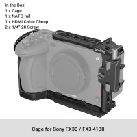 Клетка SmallRig для камеры Sony FX30/FX3, комплект для установки камеры с кабельным зажимом, Холодный башмак, НАТО, рельсы, аксессуары для микрофона, светильник 4138