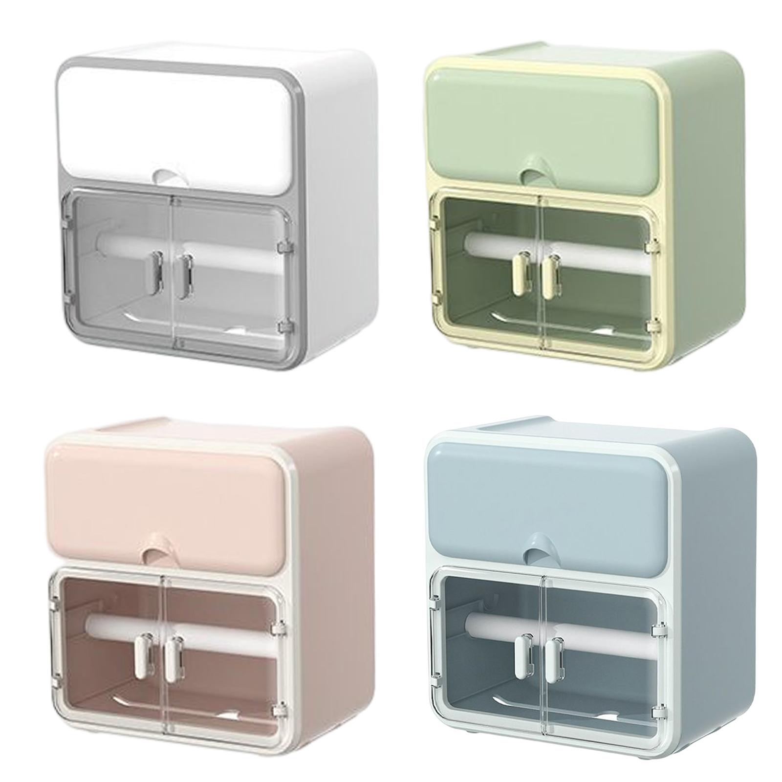 Toilet Paper Holder Roll Paper Holder Sheet Paper Dispenser Box with Storage Drawer No Drill Bathroom Shelf Rack for Vanity