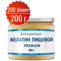 Желатин пищевой говяжий Miosuperfood PREMIUM для приготовления желе 87% белка (коллаген), аналог агар агар, все для выпечки, ингредиенты для десертов, холодца, рыбного и мясного заливного. 200г