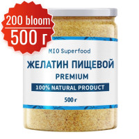 Желатин пищевой говяжий Miosuperfood PREMIUM для приготовления желе 87% белка (коллаген), аналог агар агар, все для выпечки, ингредиенты для десертов, холодца, рыбного и мясного заливного. 500г