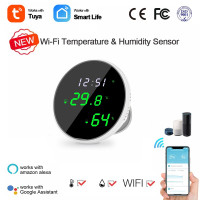 Wi-Fi гигрометр Tuya, термометр, влажность и умный дом, зеркальный экран, датчик температуры для Smart Life Alexa