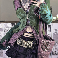 高領毛衣修身型長袖喇叭袖街頭