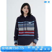 CCYE美式復古設計感針織連帽毛衣男女辣妹破洞套頭情侶上衣秋冬潮