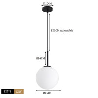 Лампа-абажур молочно-белая подвесная, современный прикроватный светильник из латуни/черного/хромированного цвета для столовой
