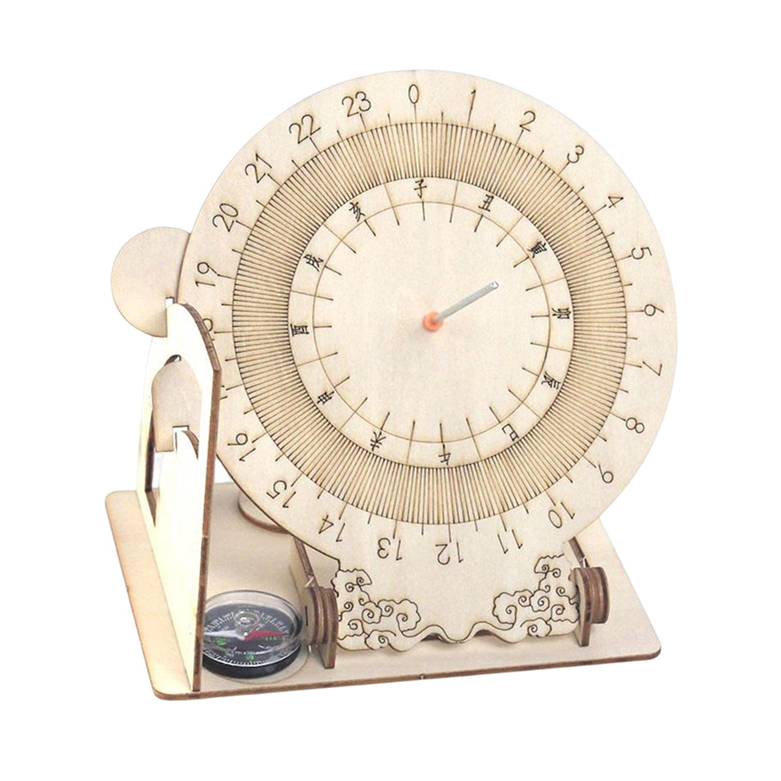 Assembly 3D Puzzles Developingment Wood Science Project Model Kits Sundial Model for Boy Girls Birthday Gift Children Toddler