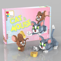 6006 Мультяшные животные мир кошка мышь питомец сыр еда 3D модель Сделай Сам Мини Алмазные Блоки Образовательные Кирпичи игрушка для детей