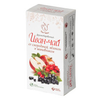 Иван-чай с листом смородины, яблоком и шиповником в 20 фильтр-пакетиках по 1,5 грамма. Ферментированный иван-чай (кипрей, копорский чай), смородина, яблоко и шиповник, натуральный травяной чай, ягодный чай, фито-чай, чайный напиток без кофеина в пакетиках