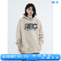 川川也美式街頭設計感連帽運動衫男女高街重磅高領情侶寬鬆上衣潮牌