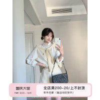 callmeear//【口碑時髦】刺繡長袖白襯衫女夏季寬鬆休閒百搭上衣