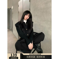 MOXIMOXI財閥千金毛呢廓型外套/高級感氣質顯瘦夾棉上衣女秋冬