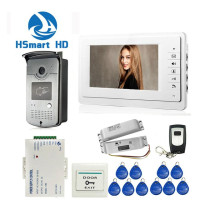 Проводной 7-дюймовый домашний видеодомофон, система доступа к домофону, 1 монитор с 1 RFID-доступом, HD-камера с магнитным замком и управлением доступом