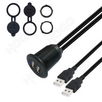 USB-кабель для скрытого монтажа, двойной Удлинитель USB 2,0 для зарядки в автомобиле, крепление для приборной панели, утопленное крепление, кабель для крепления панели