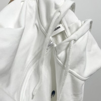 美式白色連帽運動衫外套女春秋寬鬆慵懶風oversize休閒開衫運動帽衫