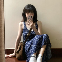 日系夏季2023新款復古碎花吊帶裙女修身顯瘦氣質溫柔中長裙子