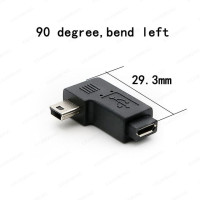 Новинка переходник с Mini USB на Micro USB разъем 90 градусов с левым и правым углом Micro USB штекер на Mini USB разъем типа B Зарядка данных