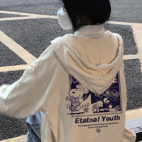 日系史努比連帽運動衫女春秋款設計感小眾寬鬆oversize外套拉鍊開衫