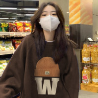 時髦單品！美拉德穿搭衛衣女寬鬆設計感百搭oversize小眾圓領上衣