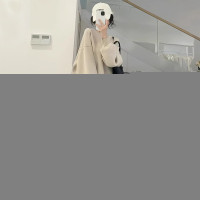 圓領厚棉T女春秋季2023新款爆款oversize今年流行小眾長袖T恤上衣