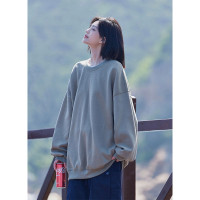 oversize衛衣女款春秋2023新款美式慵懶chic圓領上衣韓系運動外套