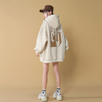 美式復古衛衣女春秋款連帽ins潮牌寬鬆oversize落肩外套2023新款