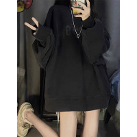 美式復古衛衣女春秋oversize小眾設計感高街潮牌ins落肩無帽上衣