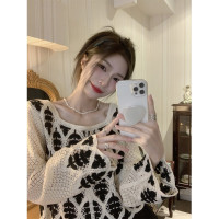 重工鉤花鏤空長袖襯衫女春裝法式設計感小眾別致復古港味chic上衣