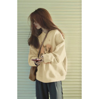 美式慵懶chic衛衣女春秋2023新款爆款無帽圓領oversize小個子上衣