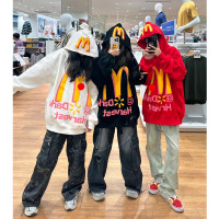 美式復古字母印花連帽運動衫女春秋薄款潮牌2023年新款oversize外套