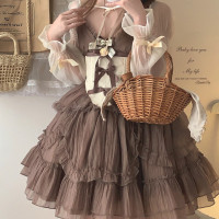 *sleepingdoll自制* 雲霧之姬 蝴蝶結提花復古吊帶蓬蓬洋裝