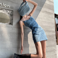 夏日多巴胺穿搭老錢風美式復古y2k千禧甜辣妹吊帶牛仔裙洋裝女