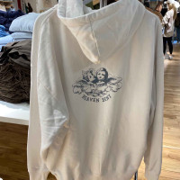 BM官網新款美式復古小天使印花圖案拉鍊寬鬆bm連帽運動衫開衫外套女