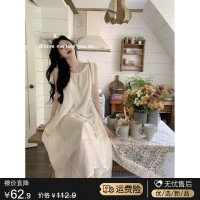 法式初戀無袖吊帶洋裝子女夏季2023新款海邊度假高級感沙灘長裙