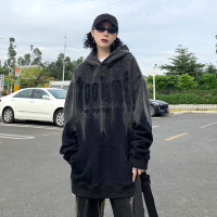 美式復古重磅衛衣女原創小眾設計高街廢土oversize外套情侶ins潮