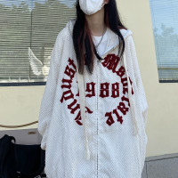 Takeoff咖哩人秋新款原創字母刺繡連帽開衫外套情侶寬鬆休閒厚棉