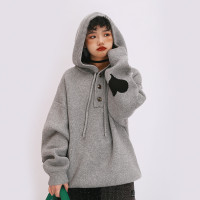 嬉遊記原創2022秋新款寬鬆慵懶愛心連帽毛衣女軟糯舒適針織衫衛衣