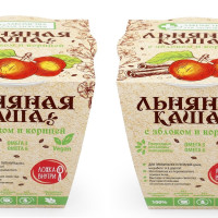 Льняная каша с яблоком и корицей "Лакомства для здоровья",с ложкой, 50г - 2 шт.
