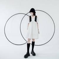 CHICSKY 原創一字肩洋裝女夏季2023新款設計感小眾黑色裙子