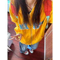 美式復古高街衛衣外套女春秋oversize連帽開衫拉鍊小個子上衣薄款