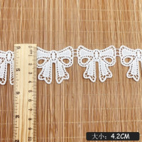 1 ярд, Высококачественная кружевная ткань, цветочный гипюр, 4 см, лента с вышивкой и бантом, шитье кружева для свадебной одежды, воротник, VG39