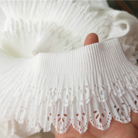 Сделай Сам 8 см Широкий двухслойный белый плиссированный лазерный вырез воротник, манжеты и кайма кружевные аксессуары