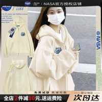 NASA聯名早春秋2023新款開衫連帽運動衫情侶女港味復古chic外套上衣